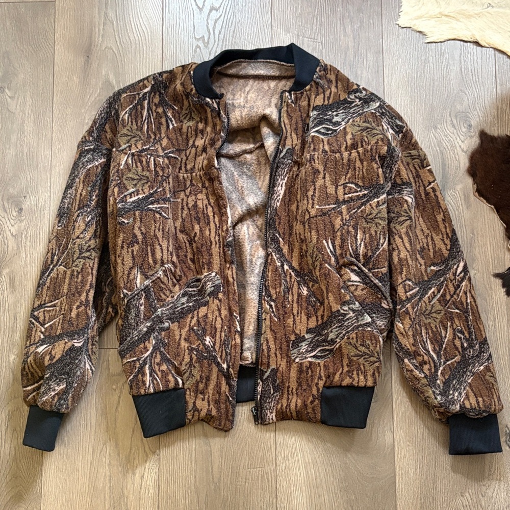 Camouflage Fleece Bomber Jacket